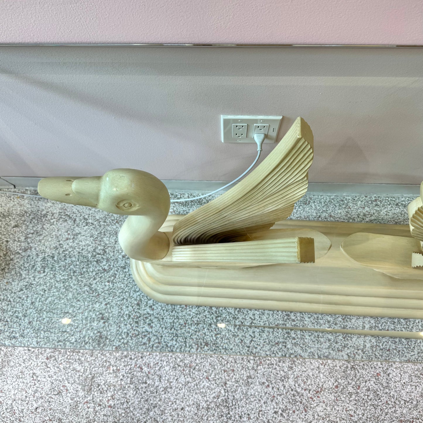 Vintage Swan Console Table with Glass Top