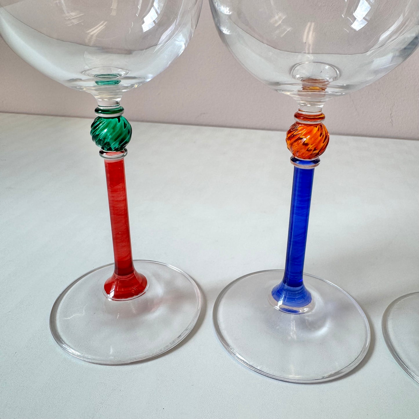 Vintage Set of 6 Hand Made Italian Wine Glasses by IVAT