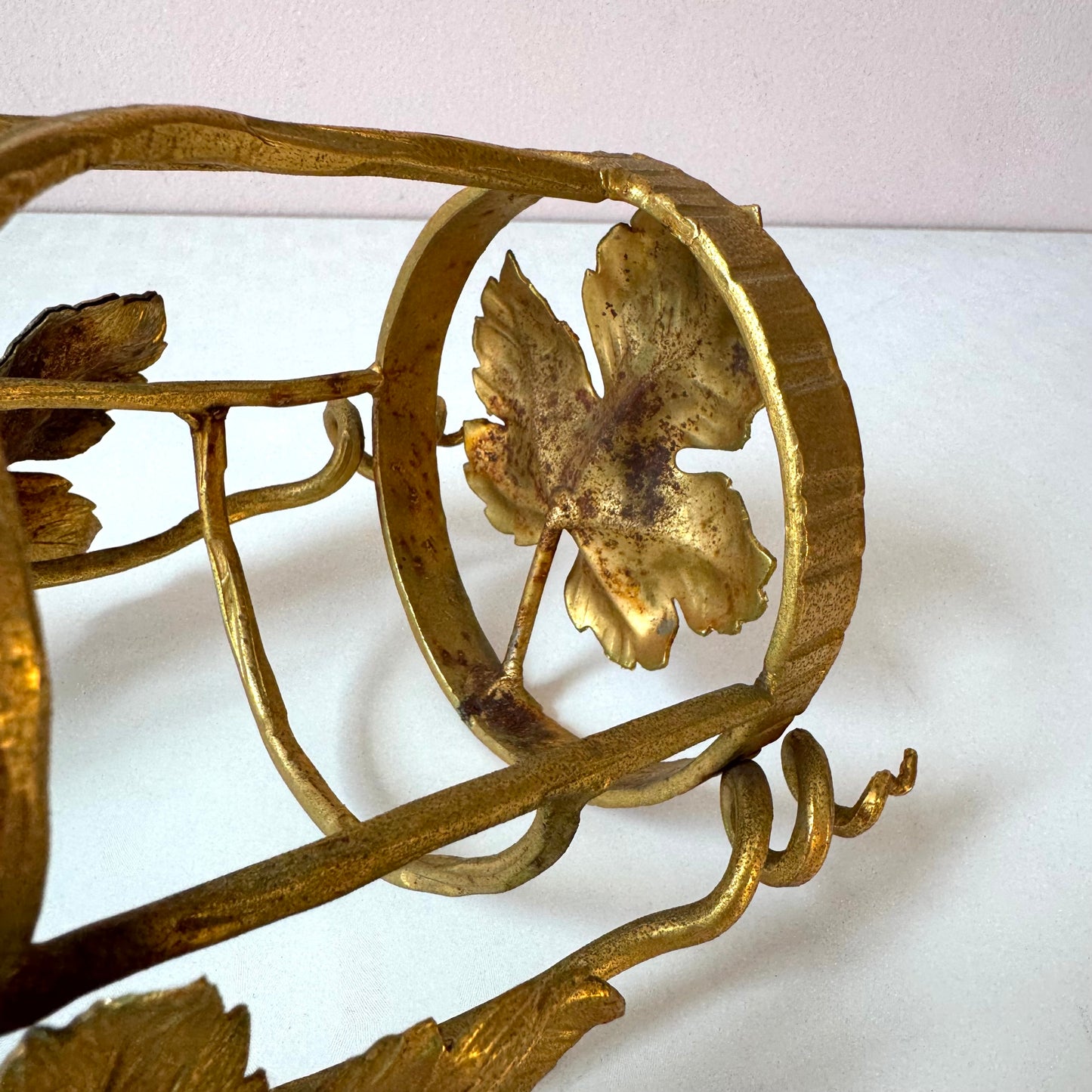 Vintage Gold Gilt Metal Ivy Leaf Bottle Holder