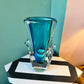 Vintage Murano Glass Turquoise Vase - signed