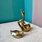 Pair of Small Vintage Brass Swan Figurines