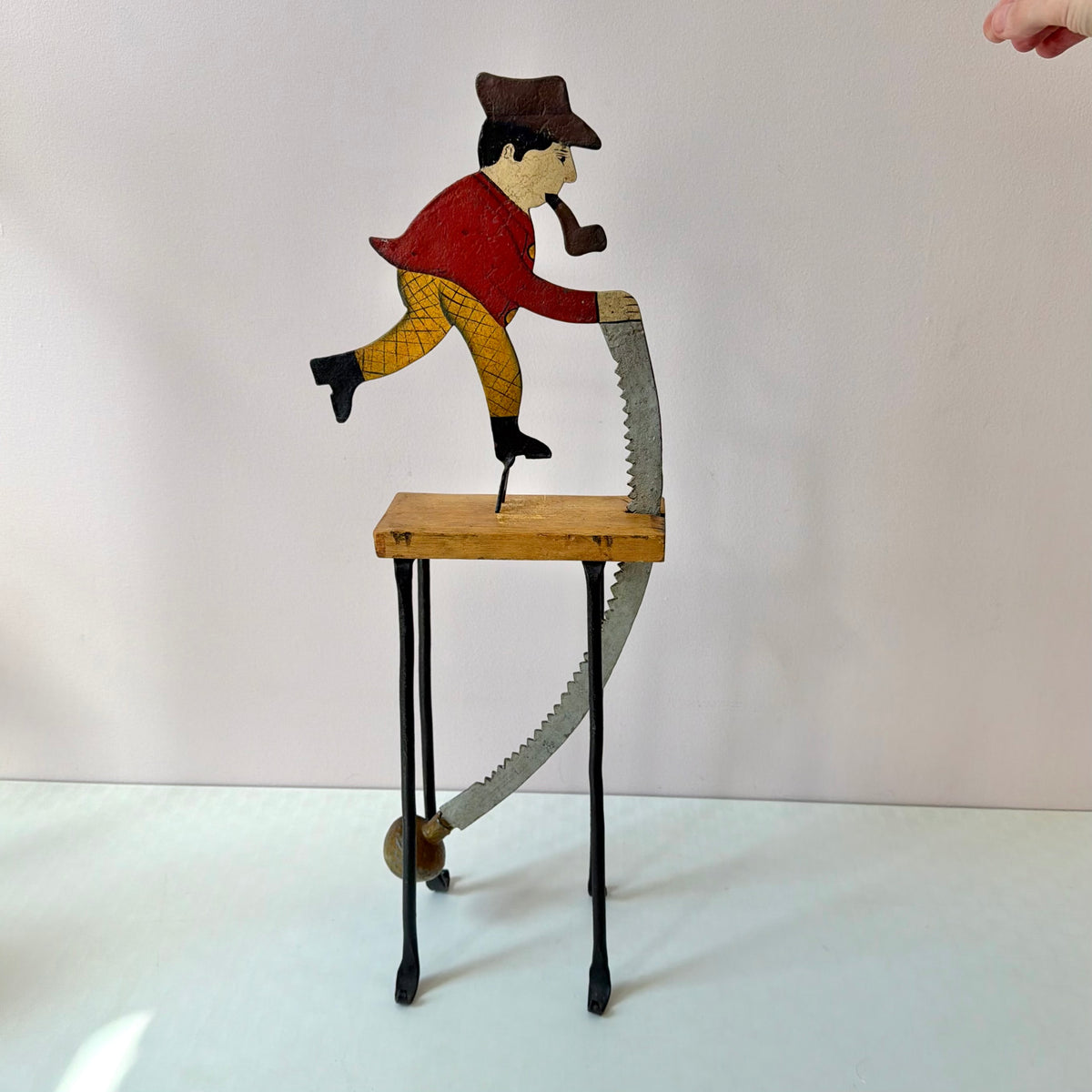 Vintage Folk Art Pendulum Lumberjack Sculpture
