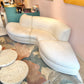 Vintage Three Piece Serpentine Ivory Sectional Sofa
