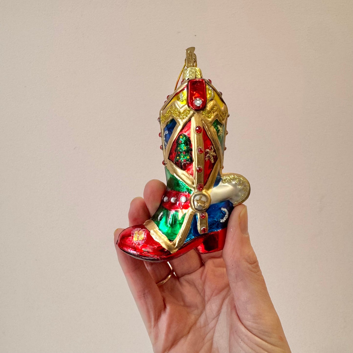 Glass Cowboy Boot Ornament