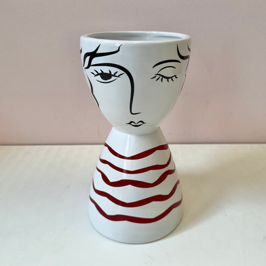 Vintage Ceramic Lady Head Vase/ Planter