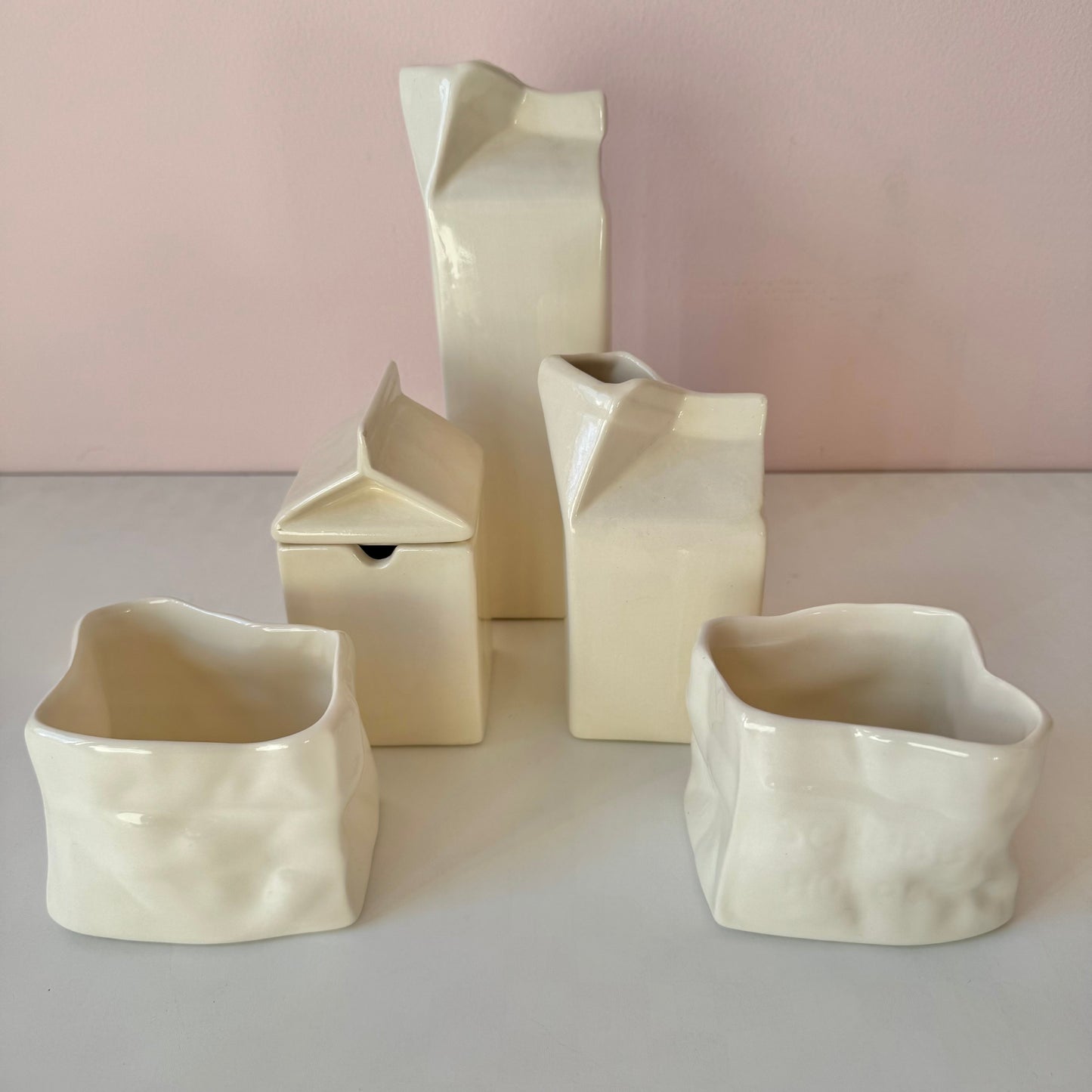 Vintage Pair of Ceramic "Paper Bag" Holders