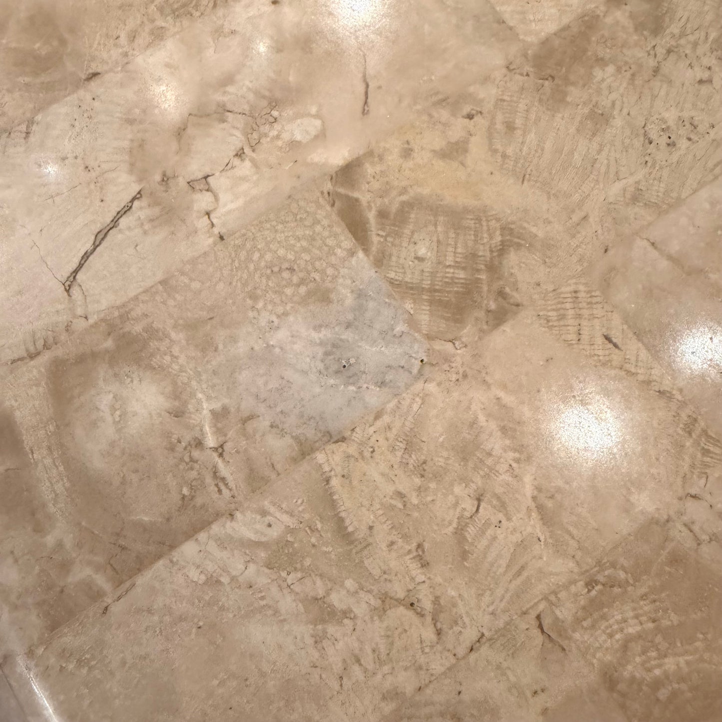 Vintage Tessellated Travertine Swivel Coffee Table by Casa Bique