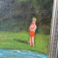 Vintage Original Framed “Bather by a Rock” Artwork