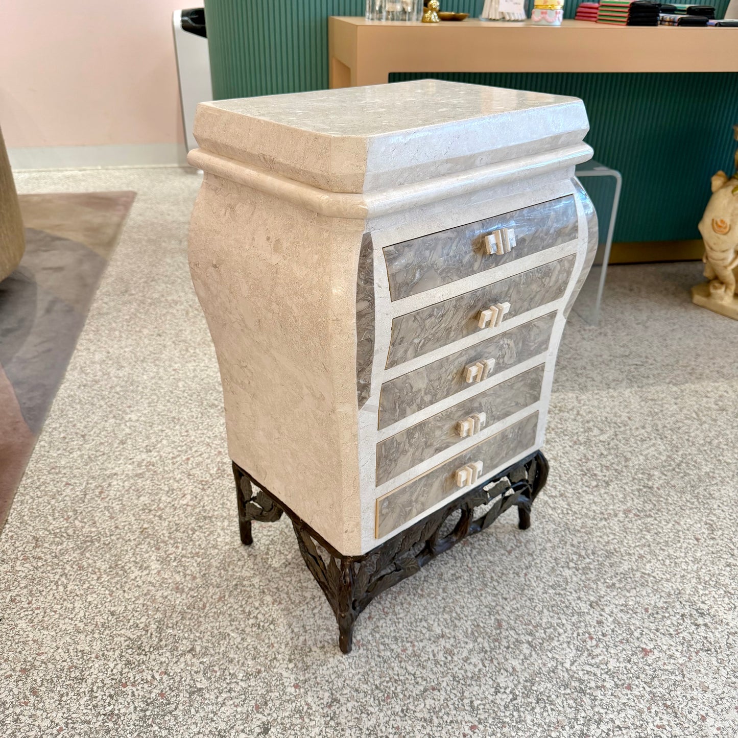 1980’s Tessellated Stone Chest of Drawers/Jewelry Armoir by Renoir Designs