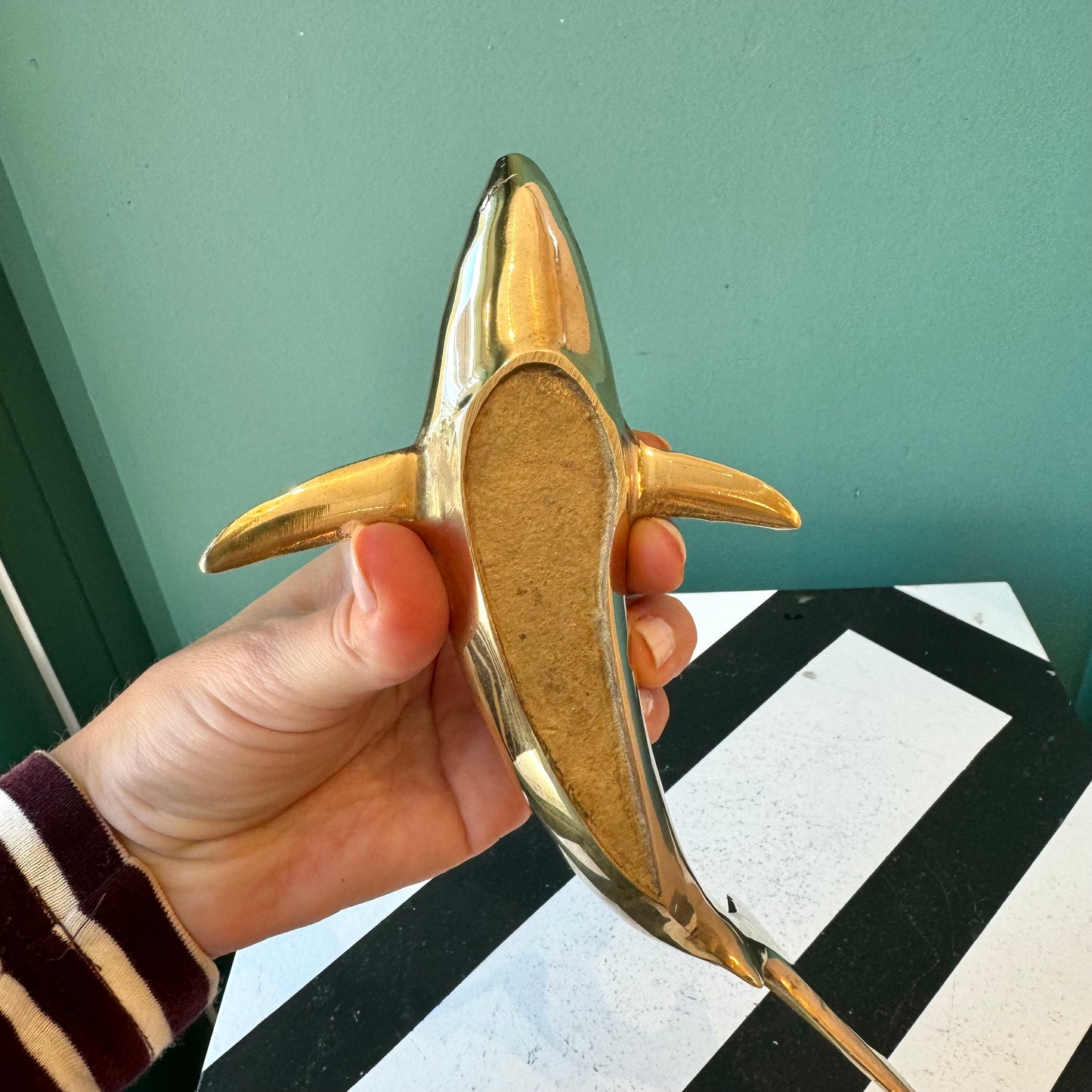 Vintage Brass Shark Figurine