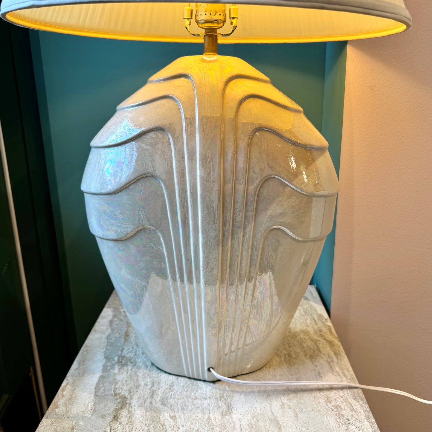 Vintage Opalescent Hollywood Regency Style Lamp