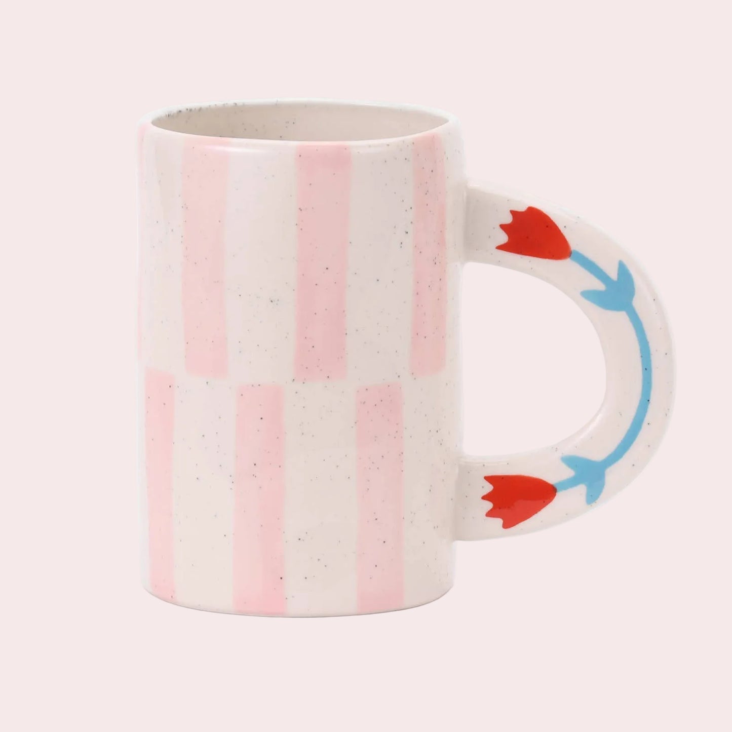 Stripe Floral Handmade Ceramic Coffee Mug