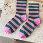 Pink and Green Stripe Wally Socks by Le Bon Shoppe