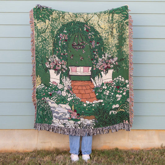 Secret Garden Cotton Woven Blanket by Lindy Stark