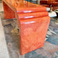 Vintage Postmodern Faux Goatskin Orange Lacquer Console Table