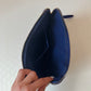 Royal Blue Velvet Embroidered Everything Pouch - Peony Flowers
