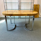 Vintage Milo Baughman Style Extendable Oval Burl and Chrome Dining Table