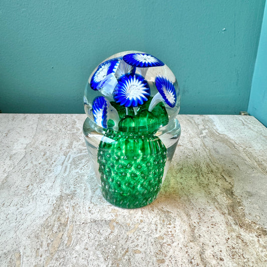 Vintage Murano Style Flower Pot Paperweight