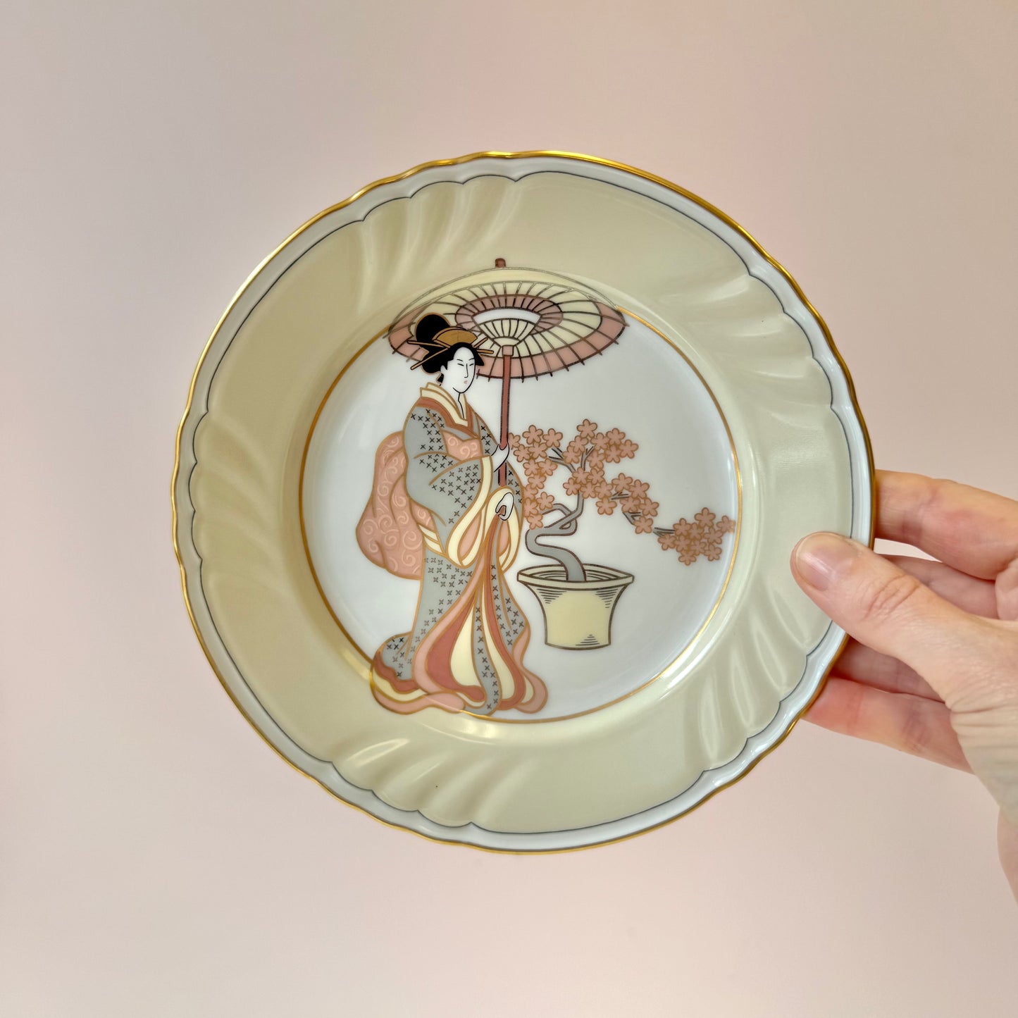 Vintage Set of 4 "Strolling Geisha" Appetizer Plates by Fitz & Floyd