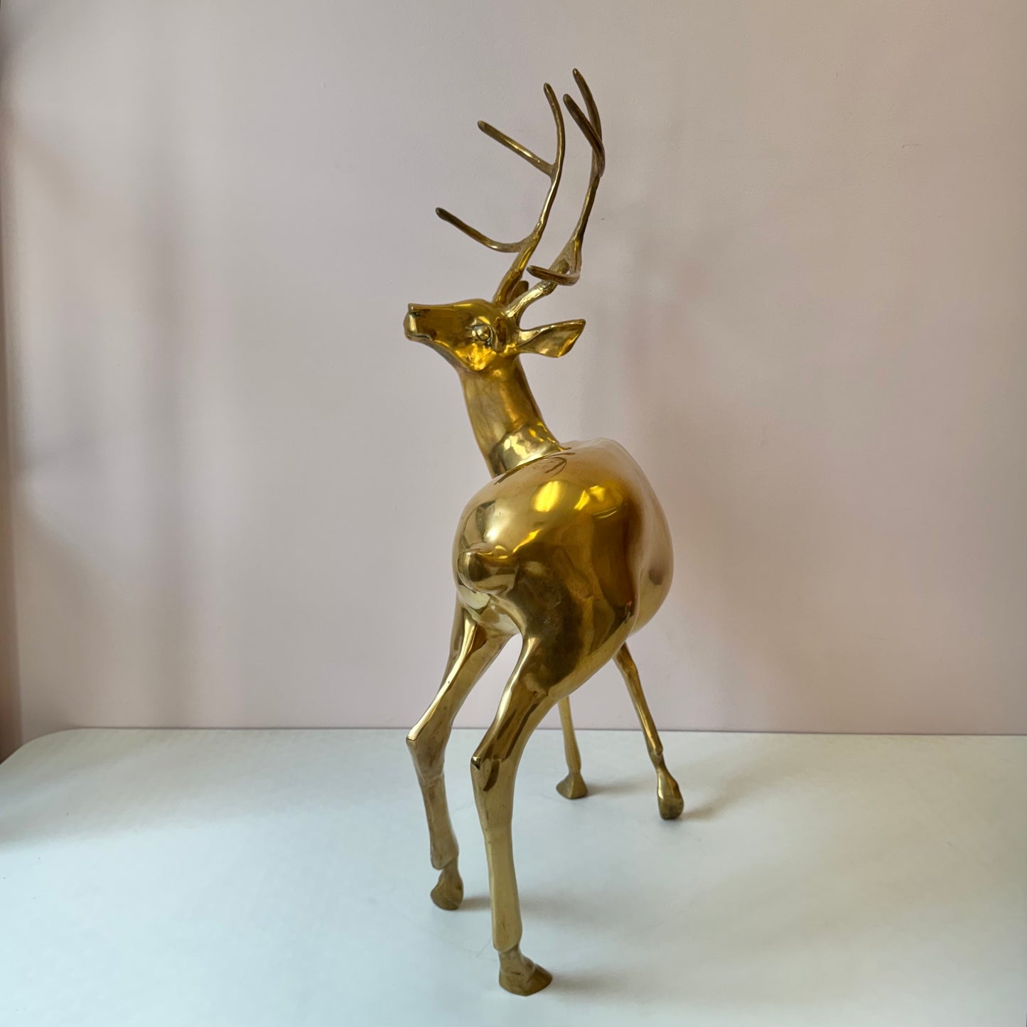 Vintage Extra Large Brass Stag Deer Statue