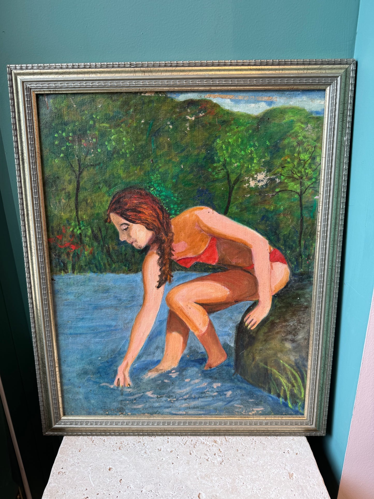 Vintage Original Framed “Bather” Artwork