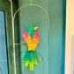 Vintage Papier Maché Parrot Sculpture on Hanging Stand