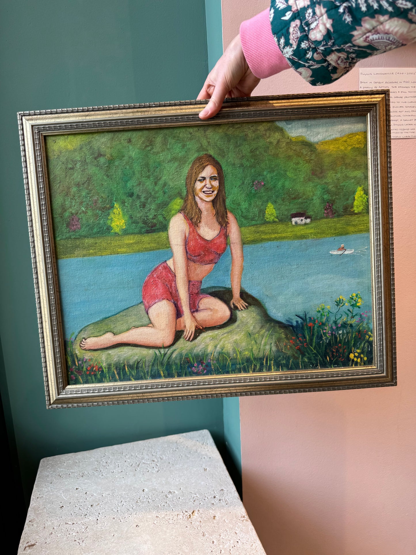 Vintage Original Framed “Bather by the River” Artwork
