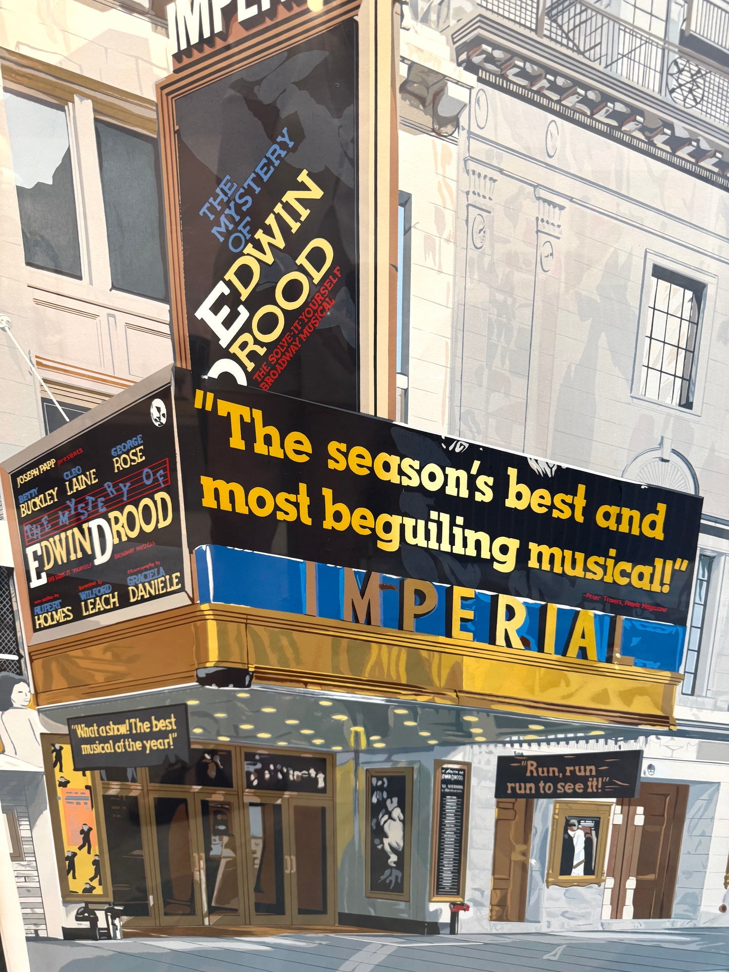 Vintage Signed Limited Edition Screenprint Titled "Imperial Theater - Edwin Drood" by Charles Ford