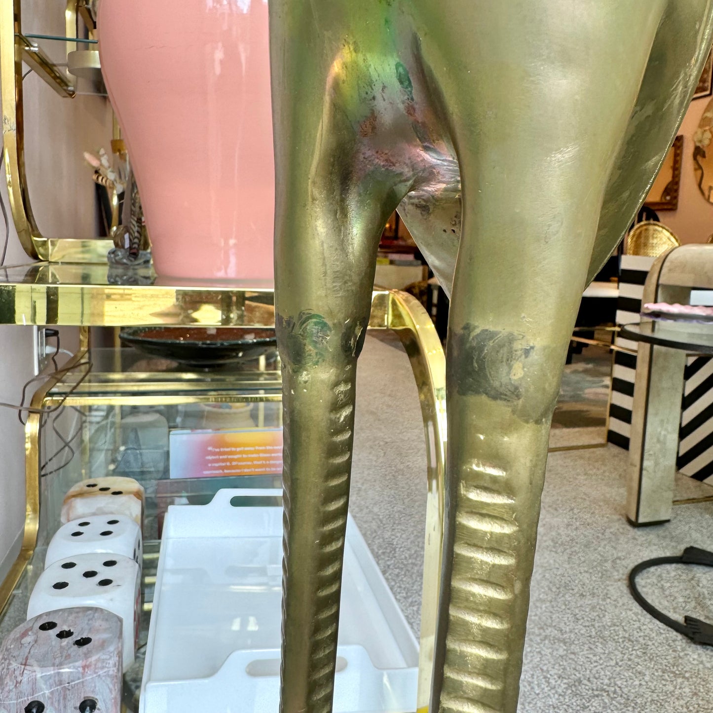Pair of Extra Large Vintage Brass Crane Birds