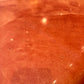 Vintage Postmodern Faux Goatskin Orange Lacquer Console Table