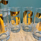 Mid Century Gold Numbered “Morgan” Highball Glasses Set 1-8