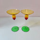 Pair of Vintage Memphis Style Glass Candle Holders 8"