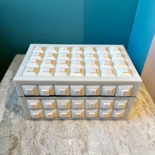 Beige Resin Geometric Decorative Box