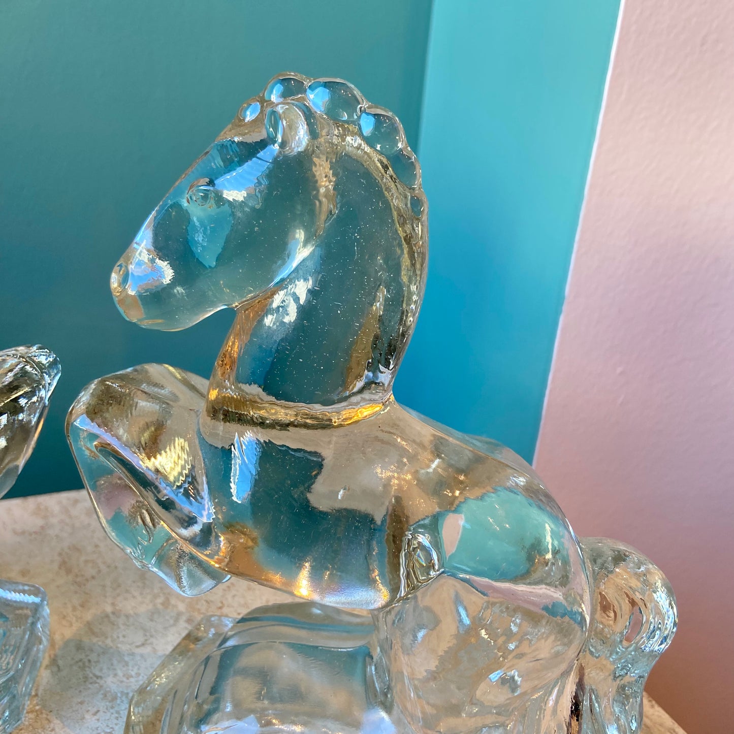 Pair of Vintage Glass Horse Bookends