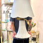 Vintage Ceramic Draped Cloth and Brass Bow Lamp with Scallop Shade by Chapman