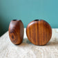 Vintage Pair of Circular Wooden Candlestick Holders