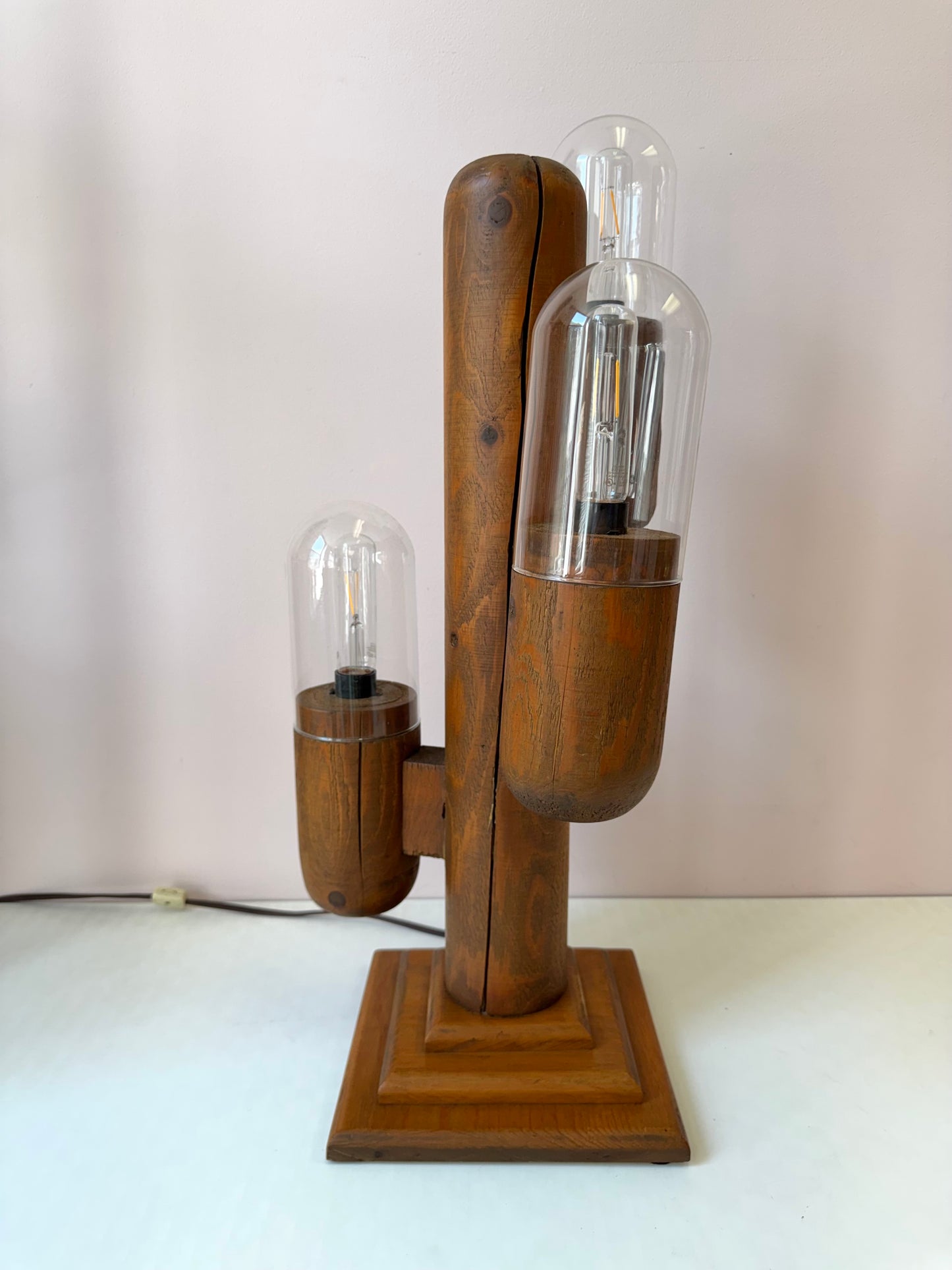 Vintage 1990’s Wooden Modeline Replica Saguaro Cactus Lamp (as is)