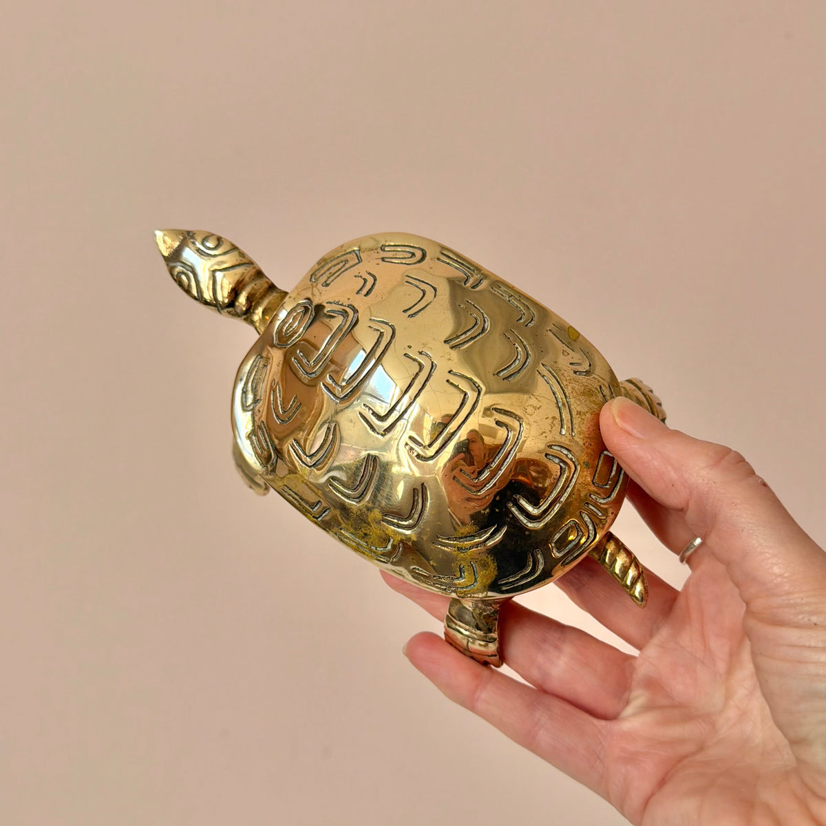 Vintage Brass Turtle Trinket Box