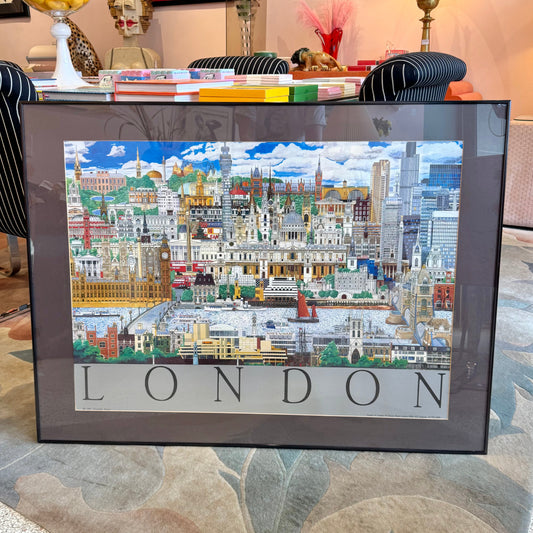 Vintage Framed 1989 "London" Poster by Christopher Rogers