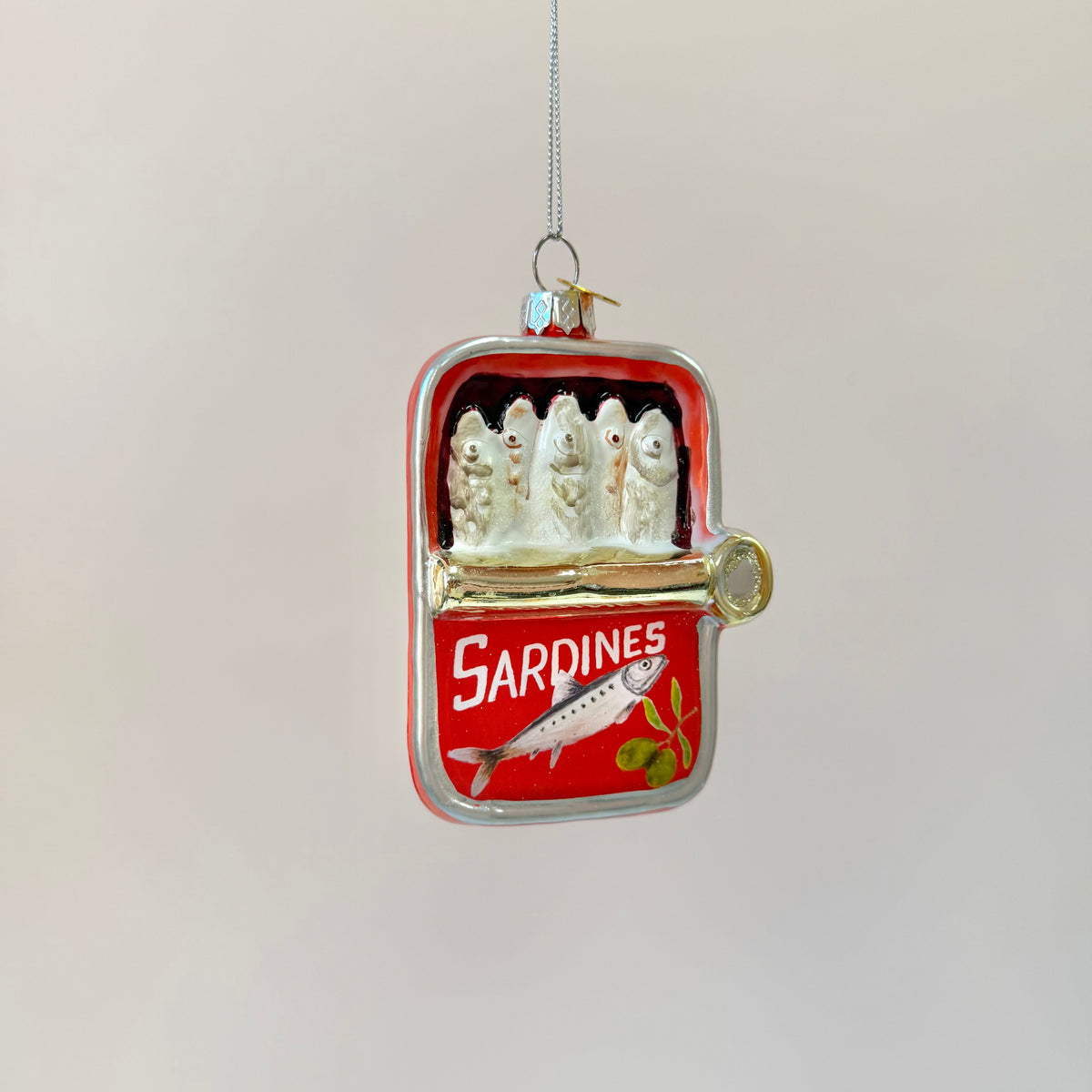Can of Sardines Glass Ornament