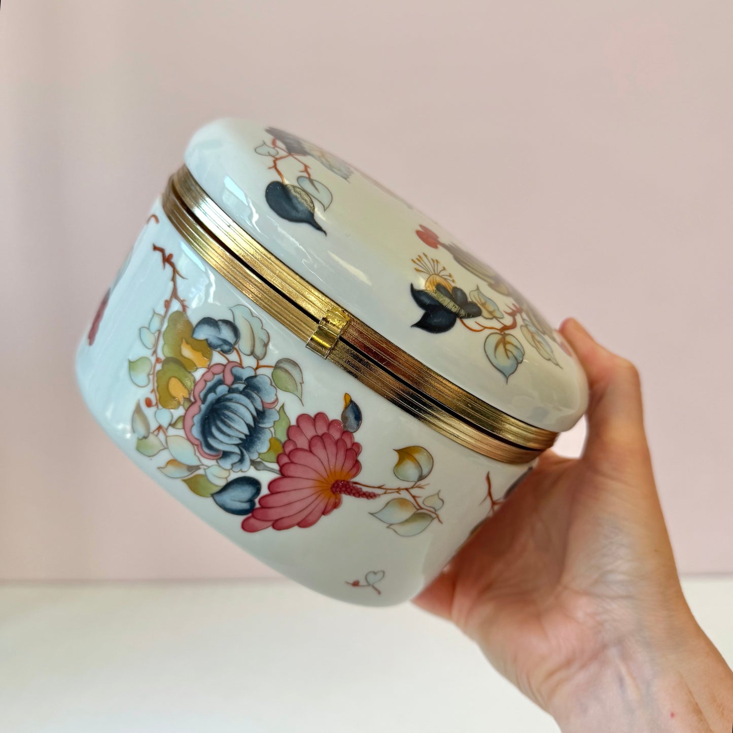 Vintage Porcelain Hinged Floral Box from Andrea by Sadek