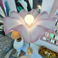 Vintage Pink Acrylic and Brass Flower Floor Lamp