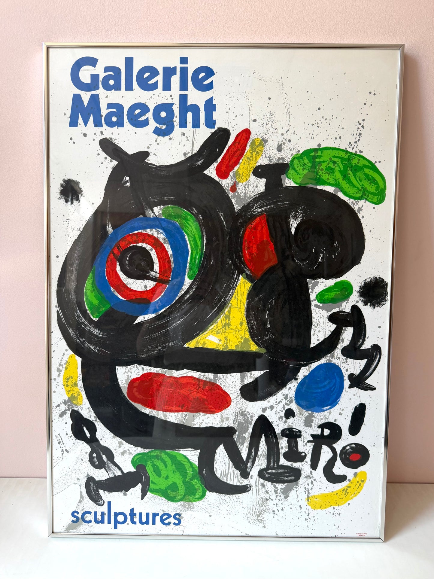 Vintage 1970 Joan Miro "Sculptures' Exhibition Framed Poster