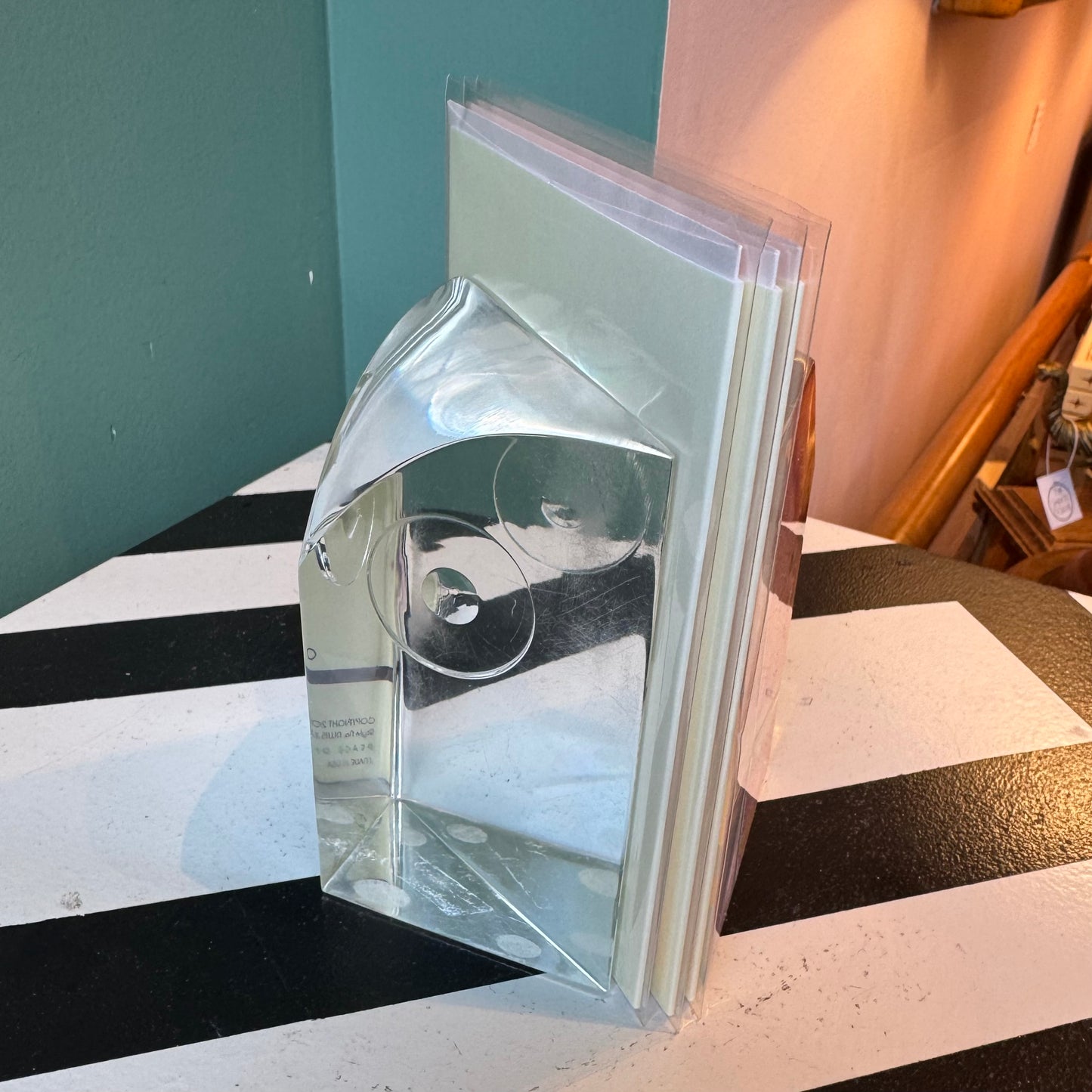 Pair of Vintage Lucite Owl Triangular Block Bookends by Will Hardy