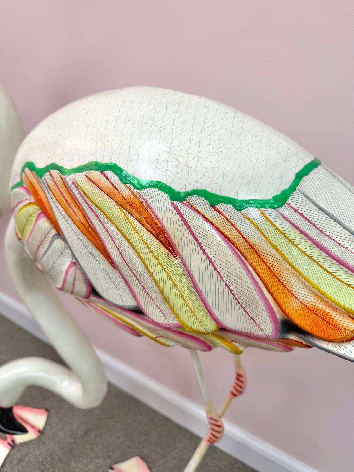 Pair of Extra Large Vintage Mexican Papier- Mache Flamingo Statues