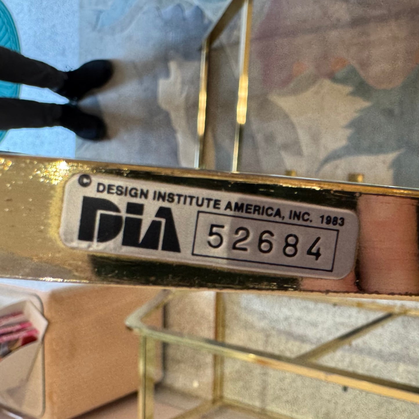 Vintage Asymmetrical Brass and Glass Etagere by DIA