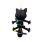 Shocked Black Cat Wrapped in Lights Ornament