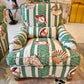 Vintage Green Stripe Shell Upholstered Armchair/item