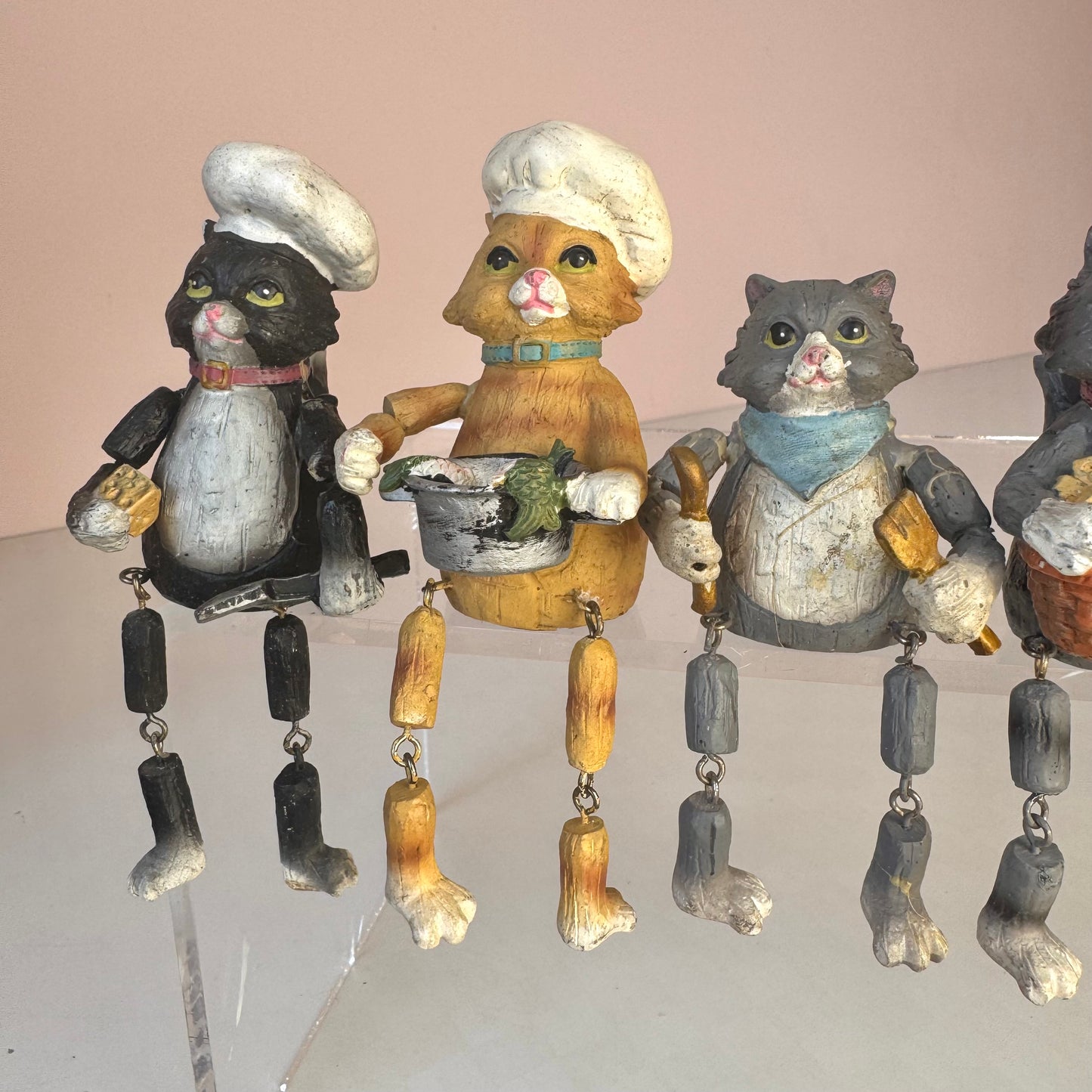 Vintage Set of 6 WMG Cooking Cat Shelf Sitters