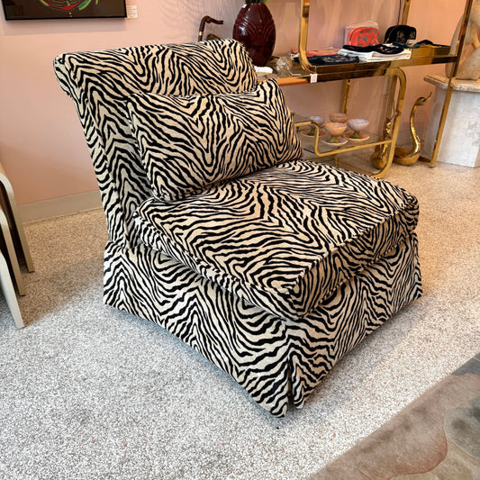 Vintage Velvet Tiger Slipper Chair